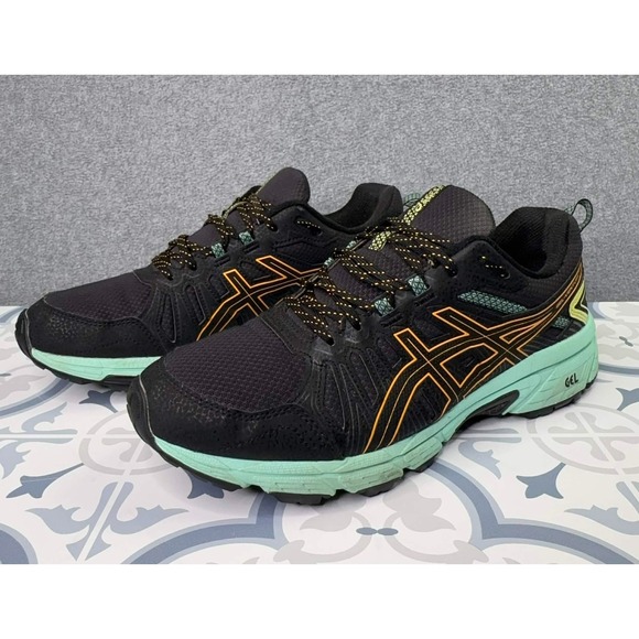 Asics GEL-VENTURE 7 Trail Running Shoe Women's‎ Size 9.5 Black Orange Sneakers - Picture 2 of 11